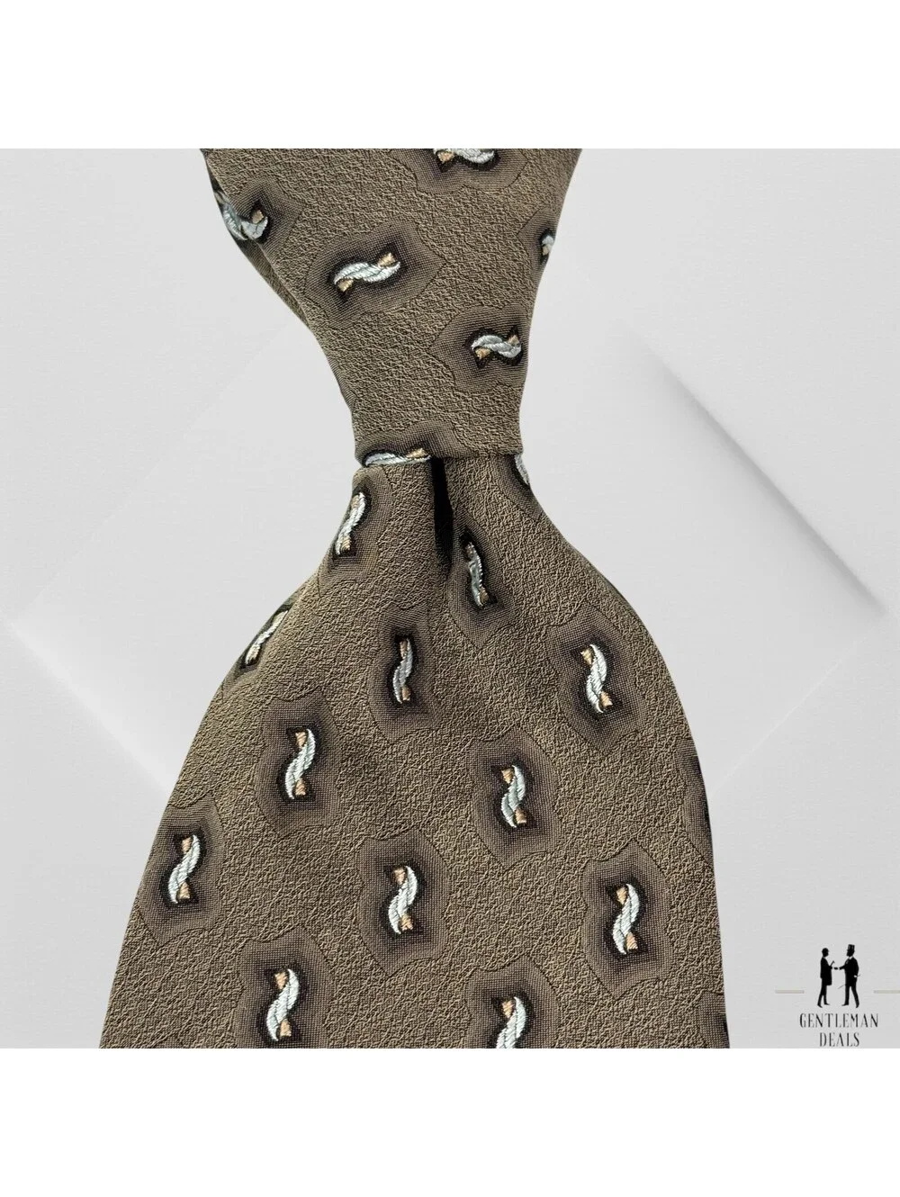 Robert Talbott Studio Mens Tie Silk Striped Necktie Brown Jacquard 57x3.3/4